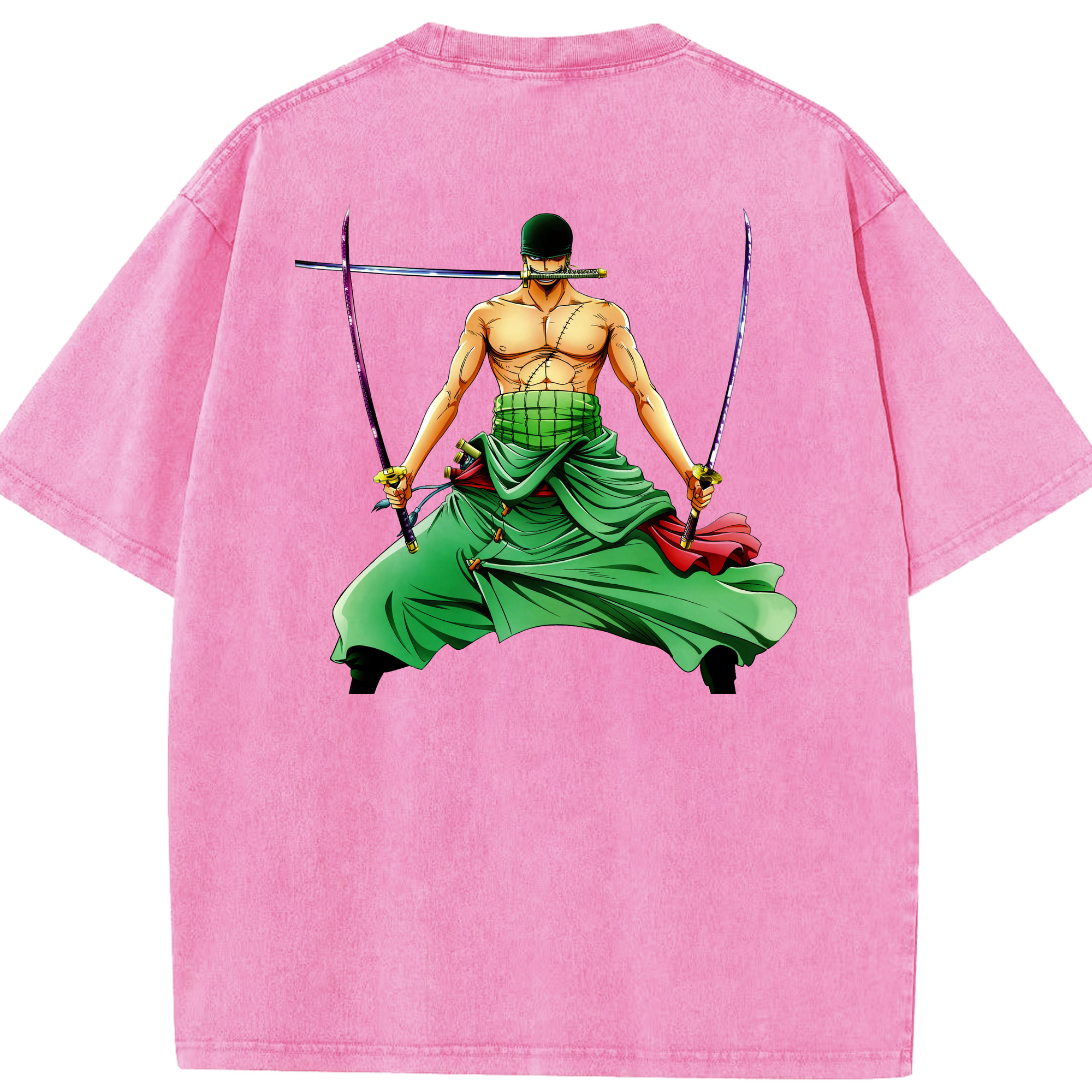 （画像用） ワンピース ロロノア・ゾロ ONE PIECE Roronoa Zoro 綿100% ヴィンテージ風 半袖Tシャツ（背面プリント）